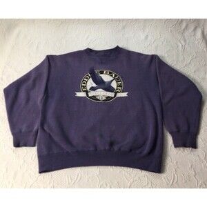 Vintage 90'S EDDIE BAUER PULLOVER CREWNECK SWEATSHIRT SZ L Faded Blue Comfort